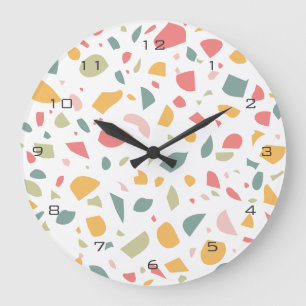 Modern pastel terrazzo pattern large clock