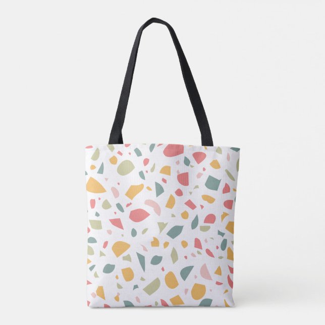Modern pastel terrazzo pattern tote bag (Back)
