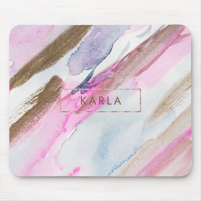 Modern Pastel Watercolors Flowing Colours Mouse Pad (Front)