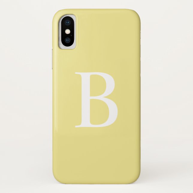 Modern Pastel Yellow Bold Typography Monogram Case-Mate iPhone Case (Back)
