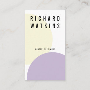 Modern pastel yellow purple geometric colour block business card
