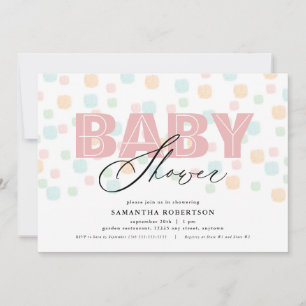 Modern Pastels Pink Baby Shower Invitation