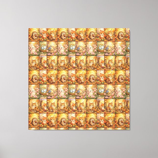 Modern Patchwork Pattern Collage Canvas Print (Front)