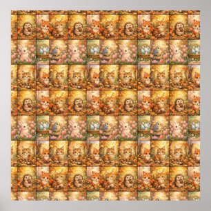 Modern Patchwork Pattern Collage Poster