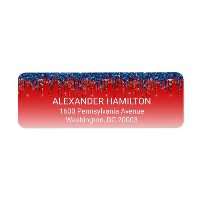 Modern Patriotic Glitter Drip Return Address (Front)