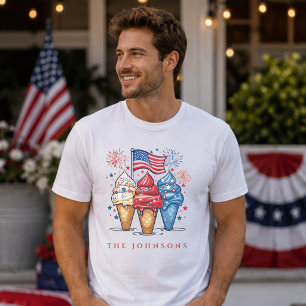 Modern Patriotic Ice Cream Family Personalised  T-Shirt