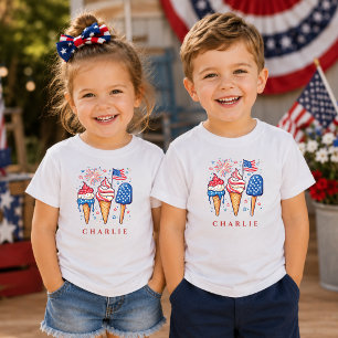 Modern Patriotic Popsicle Personalised Kids Toddler T-Shirt