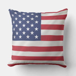 Modern Patriotic Red White Blue Stars Stripes Cushion
