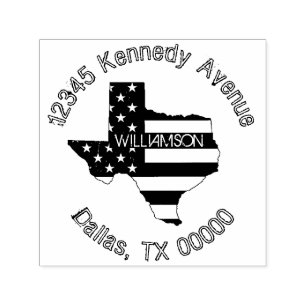 Modern Patriotic Texas Flag Family Return Address Self-inking Stamp