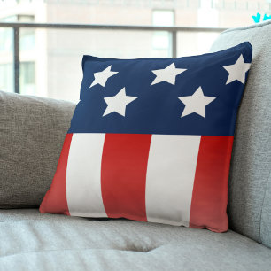 Modern Patriotism: Artistic American Flag Pillow