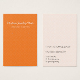 Modern Pattern Bright Orange Earring Display Card