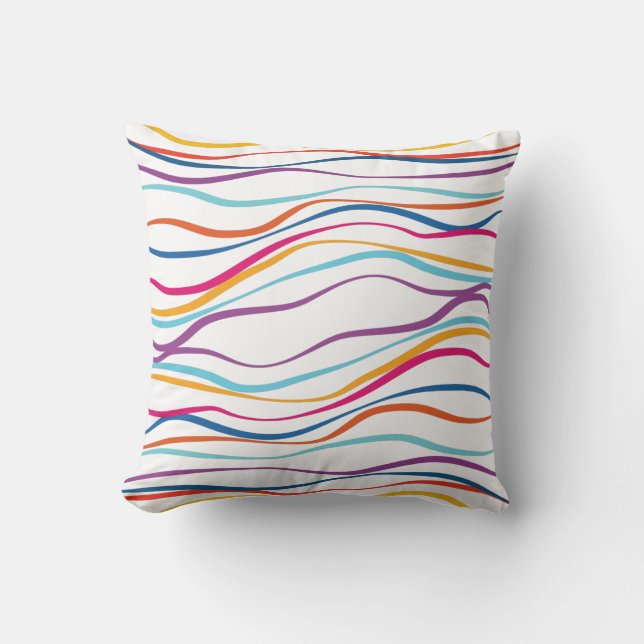 Modern Pattern Coloured Waves Cushion (Front)