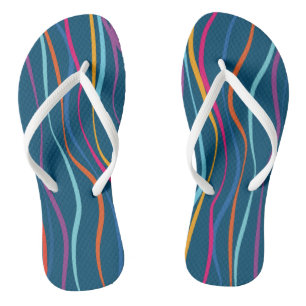 Modern Pattern Coloured Waves Flip Flops