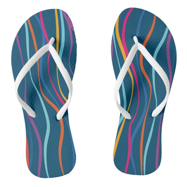 Modern Pattern Coloured Waves   Flip Flops (Footbed)