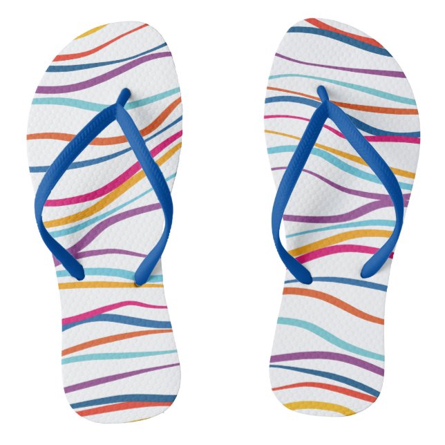 Modern Pattern Coloured Waves   Jandals (Footbed)