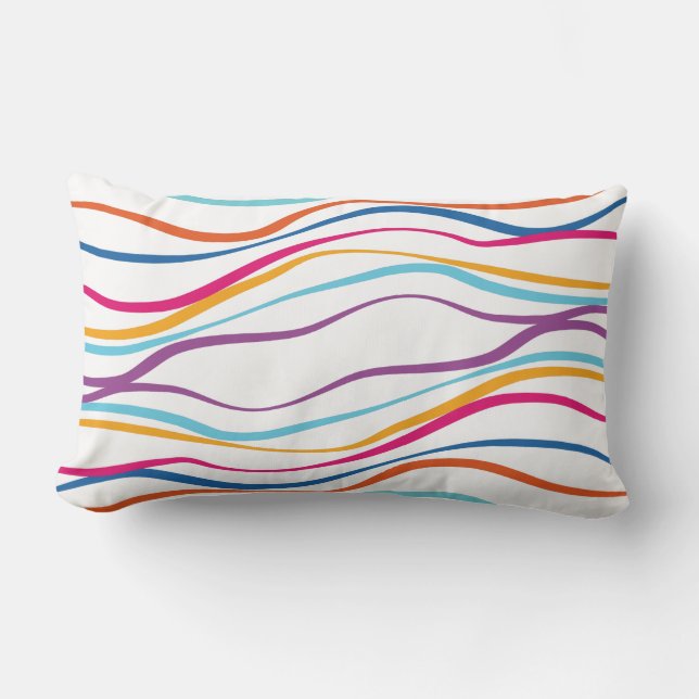 Modern Pattern Coloured Waves  Lumbar Cushion (Front)