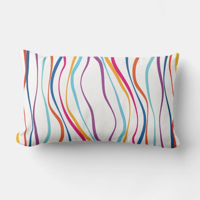 Modern Pattern Coloured Waves  Lumbar Pillow (Front)