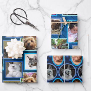 Modern Pattern Dark Blue Any Occasion 9 Photo Wrapping Paper Sheet