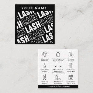 Modern Pattern Eyelash Extensions Lash Aftercare  Square Business Card