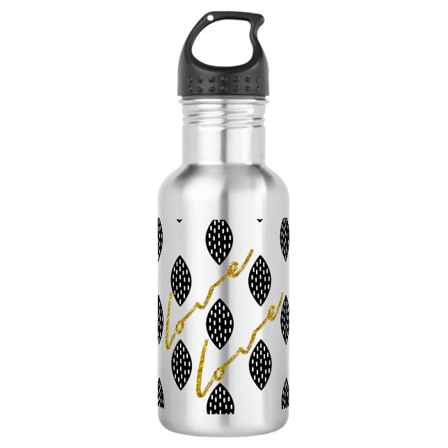Modern pattern gold love elegant script 532 ml water bottle (Front)