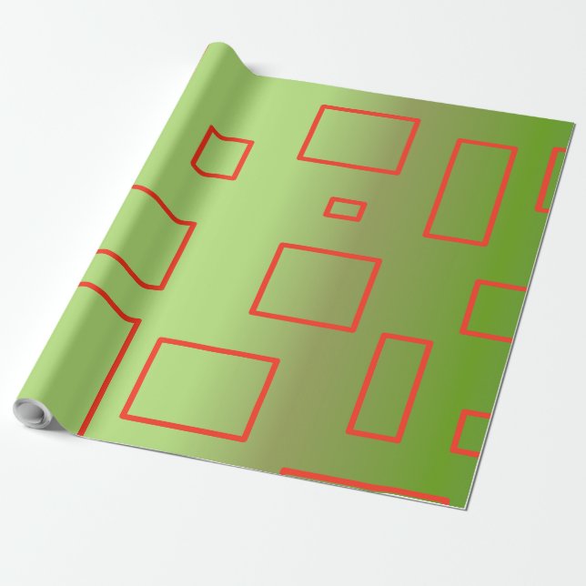Modern Pattern Green Geometric Wrapping Paper (Unrolled)