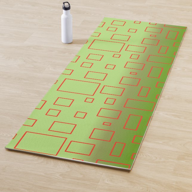 Modern Pattern Green Geometric Yellow Design Yoga Mat (In Situ)