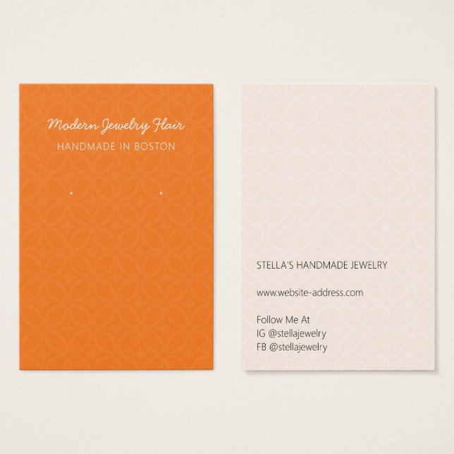 Modern Pattern Orange Earring Display Card (Front & Back)