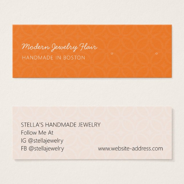 Modern Pattern Orange Stud Earring Display Card (Front & Back)