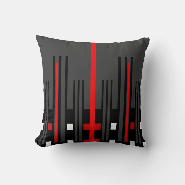 Modern Pattern Pillow-Home-Red/Grey/Black/White Cushion (Front)