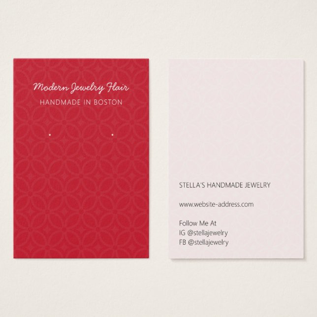 Modern Pattern Red Earring Display Card (Front & Back)