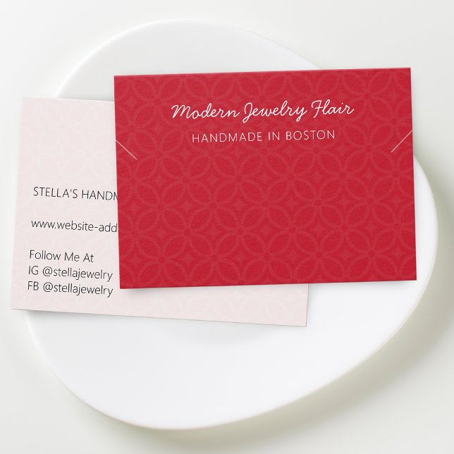 Modern Pattern Red Necklace Bracelet Display Card (Modern Pattern Green Necklace Display Card)