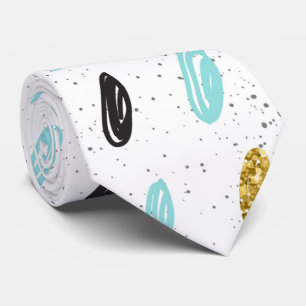 Modern pattern white blue yellow black for him tie