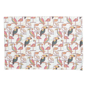 Modern Pattern With Tropical Birds Pillowcase