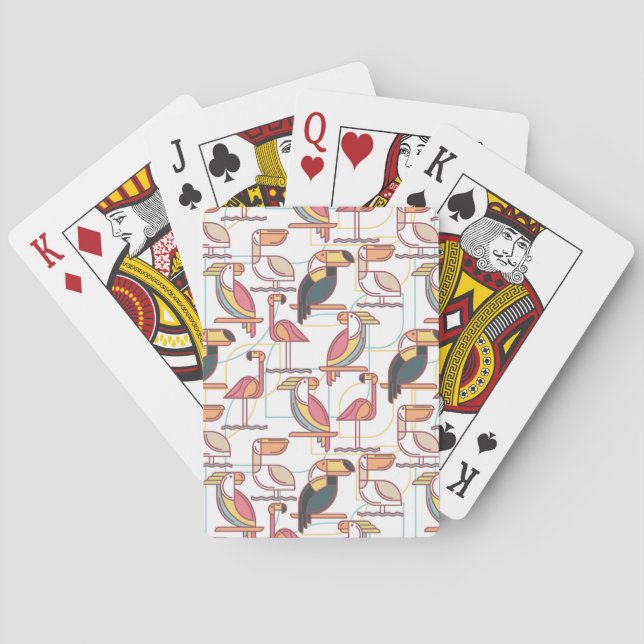 Modern Pattern With Tropical Birds Playing Cards (Back)