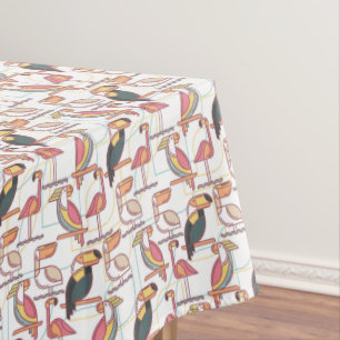 Modern Pattern With Tropical Birds Tablecloth