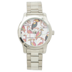 Modern Pattern With Tropical Birds Watch