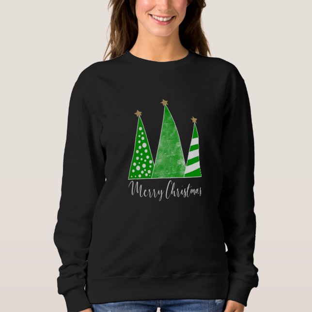 Modern Patterned Christmas Trees Sweatshirt (Front)
