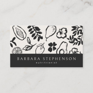Modern, patterned, nutritionist business card