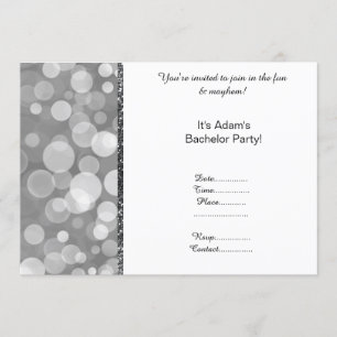 MODERN PATTERNED SILVER GREY WHITE BACHELOR PARTY INVITATION