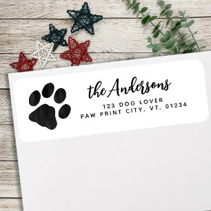 Modern Paw Print Personalised Return Address