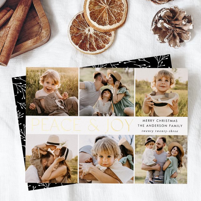 Modern Peace and Joy 6 Photo Black and Gold (Creator Uploaded)