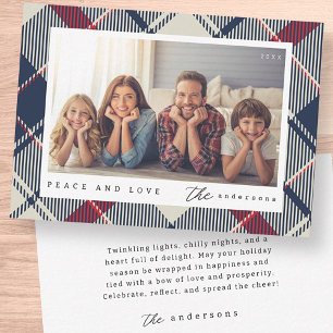 Modern Peace and Love Christmas Family Photo Card