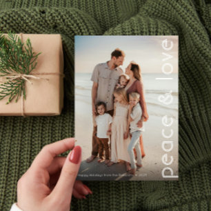 Modern Peace and Love Photo Christmas Holiday Card