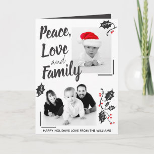 Modern Peace Love and Family Custom Photo Card