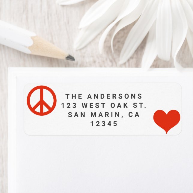 Modern Peace Love Christmas Holiday Return Address (Insitu)