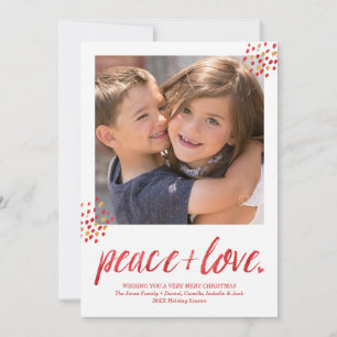 Modern Peace & Love Photo Holiday Card