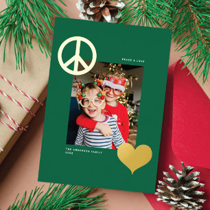 Modern Peace Love Symbols One Photo Green Gold