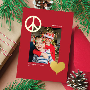 Modern Peace Love Symbols One Photo Red Gold