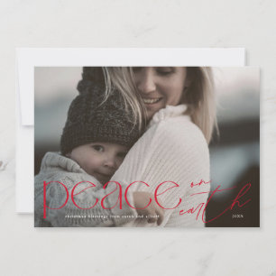 Modern Peace on Earth Large Photo Religious Holiday Card