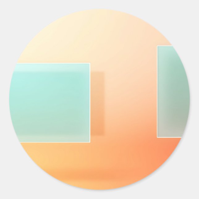 Modern Peach and Mint Geometric Abstract Classic Round Sticker (Front)